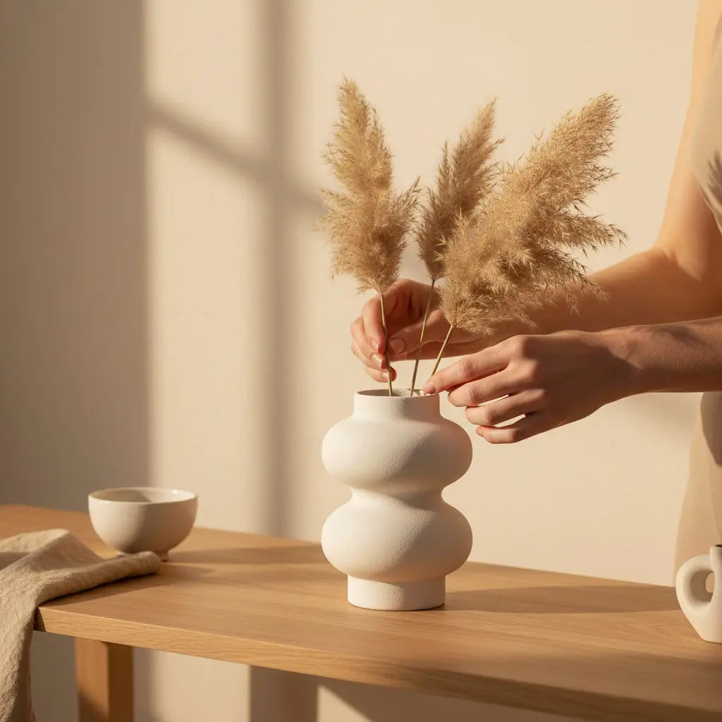 Κεραμικό Βάζο Double | Χειροποίητο με Ανάγλυφη Υφή Phos & Gaia