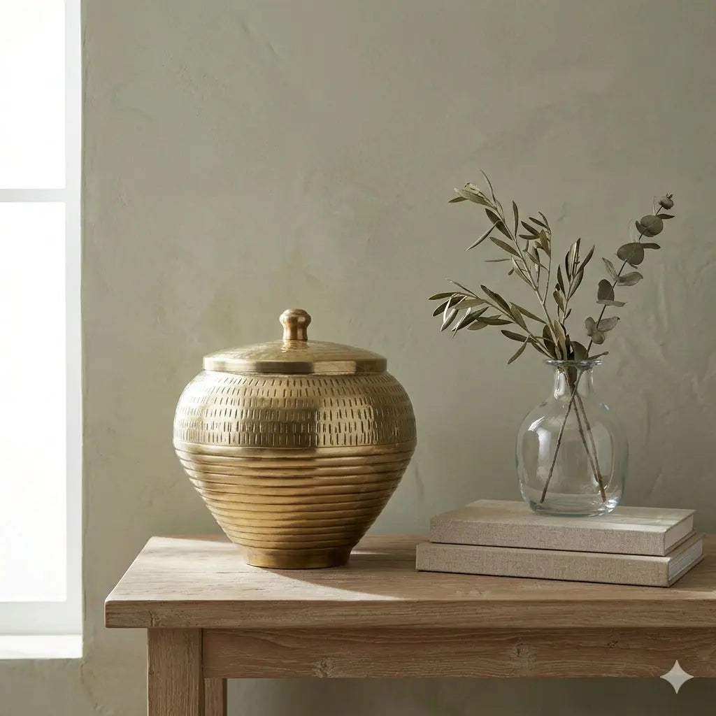 Βάζο ELDORADO | Με Καπάκι και Μεταλλική Υφή Phos & Gaia