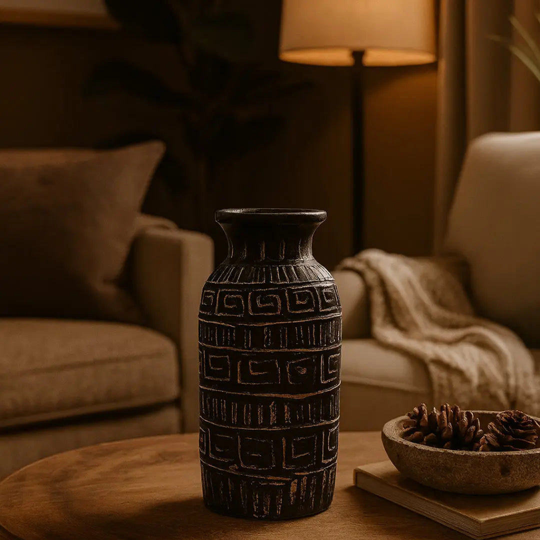 Βάζο Greek Retro | Χειροποίητο με Ανάγλυφο Σχέδιο Phos & Gaia