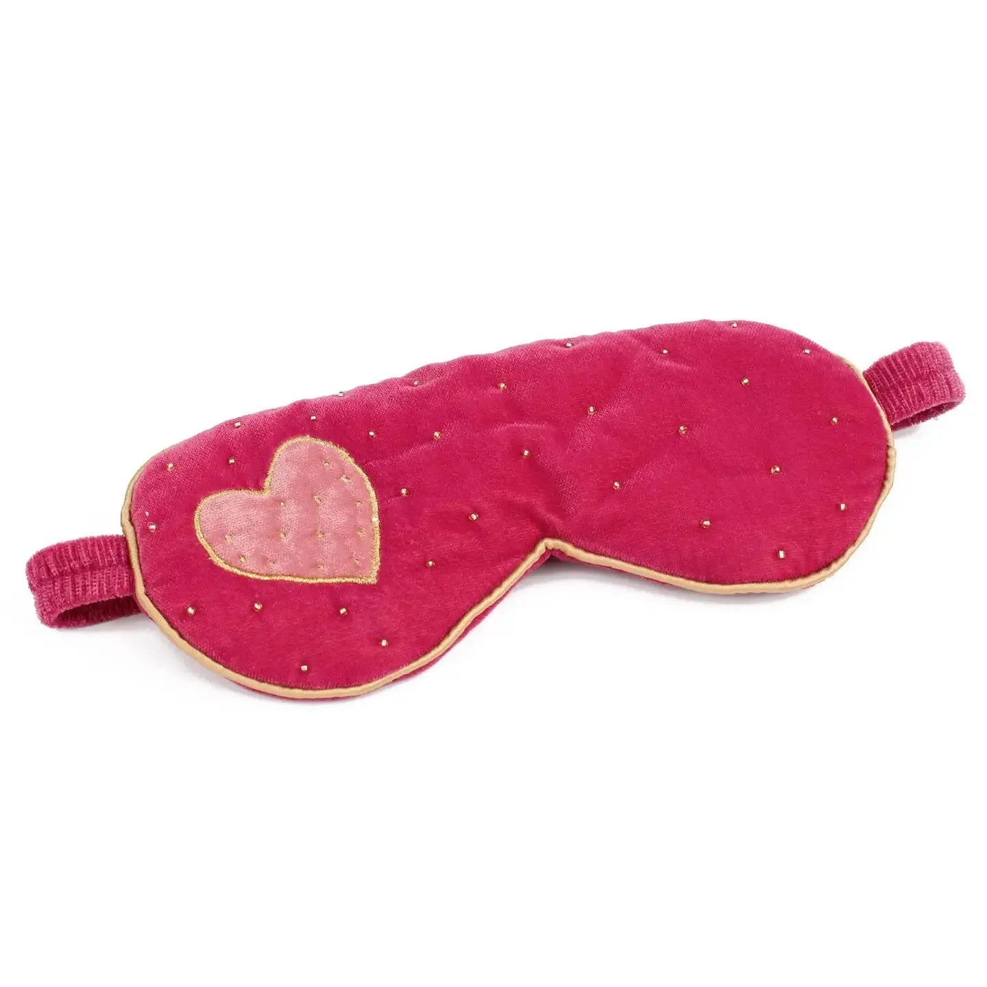 Μάσκα ύπνου Pink Velvet Heart από premium βελούδο με χειροποίητη καρδιά - Phos & Gaia