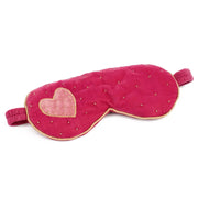 Μάσκα ύπνου Pink Velvet Heart από premium βελούδο με χειροποίητη καρδιά - Phos & Gaia